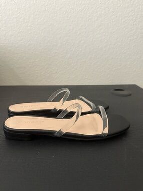Clear Strap Black Slide Sandals - Women